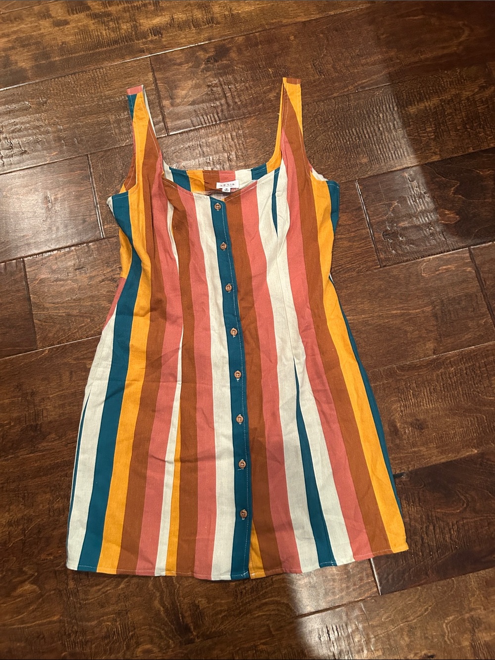 Button-Front Striped Tank Dress - Multicolor